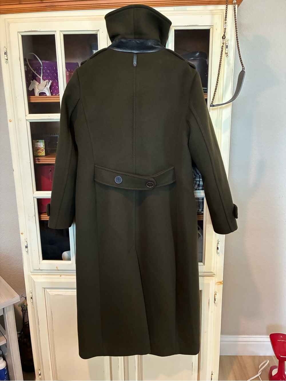 Mackage Army Green Double-Breasted Wool Pea Coat - Picture 10 of 16